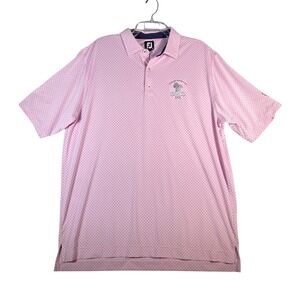 FootJoy Mens Golf Polo Shirt XL Pink Polka Dot Short Sleeve Performance Shirt